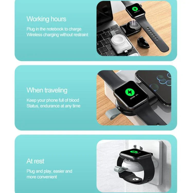 Chargeur sans fil magnétique portable USB-C pour Apple Watch 1/2/3/4/5/6/7/8/9/10/SE