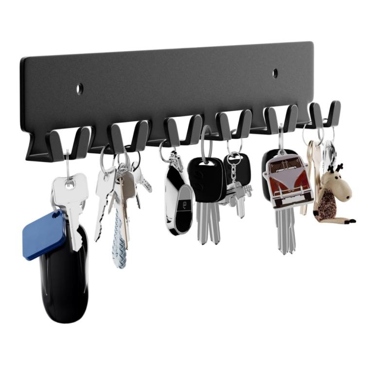 1pc Support mural 6 crochets pour clés, en métal, pour couloir, 1 pièce, 2 pièces