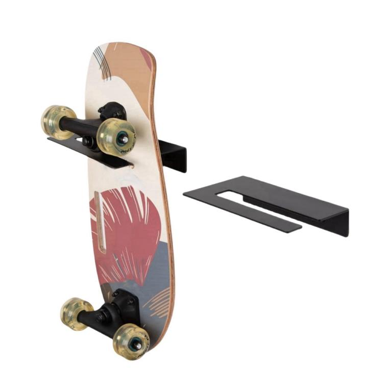 1 support mural en métal pour skateboard pour garage salon, 1 pièce, 2 pièces
