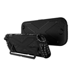 Coque de protection double pour Nintendo Switch 2 (PC + TPU) avec panneaux, disponible en noir et blanc.