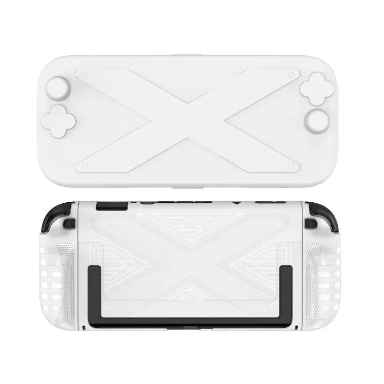 Coque de protection double pour Nintendo Switch 2 (PC + TPU) avec panneaux, disponible en noir et blanc.