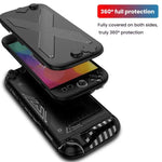 Coque de protection double pour Nintendo Switch 2 (PC + TPU) avec panneaux, disponible en noir et blanc.