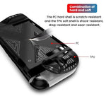 Coque de protection double pour Nintendo Switch 2 (PC + TPU) avec panneaux, disponible en noir et blanc.