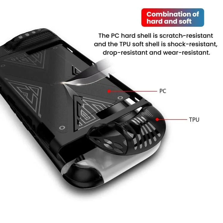 Coque de protection double pour Nintendo Switch 2 (PC + TPU) avec panneaux, disponible en noir et blanc.