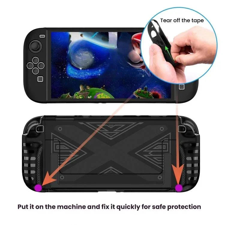 Coque de protection double pour Nintendo Switch 2 (PC + TPU) avec panneaux, disponible en noir et blanc.