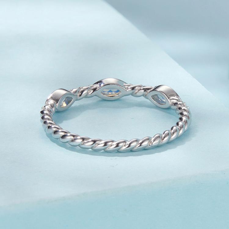 S925 Sterling Silver Platinum-Plated Zircon Nano Opal Ring, 6, 7, 8