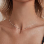 Collier basique en argent sterling S925 plaqué platine, motif serpent, épaisseur S 0,08 cm