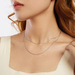 Collier basique en argent sterling S925 plaqué platine, motif serpent, épaisseur S 0,08 cm