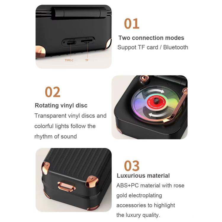 Mini Enceinte Bluetooth Rétro Gramophone Lumineux Coloré AVWOO A17