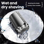 Rasoir électrique portable pour hommes avec écran LCD – Mini rasoir de voyage, charge rapide USB Type-C, design étanche et lavable, tête à 6 lames gris métallique foncé, lame flottante gris métallique foncé, tête à 6 lames noire, lame flottante noire