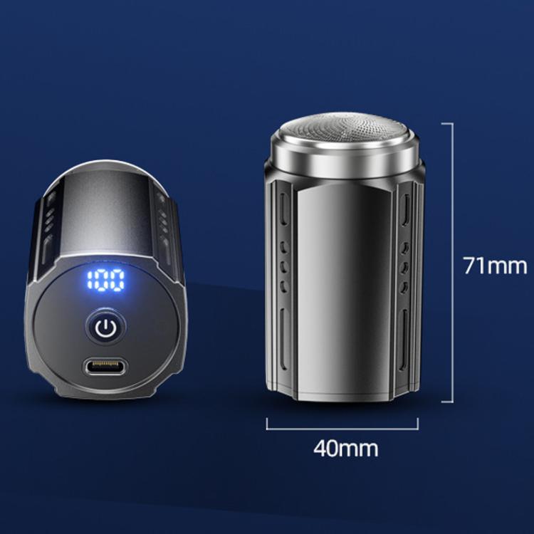 Rasoir électrique portable pour hommes avec écran LCD – Mini rasoir de voyage, charge rapide USB Type-C, design étanche et lavable, tête à 6 lames gris métallique foncé, lame flottante gris métallique foncé, tête à 6 lames noire, lame flottante noire