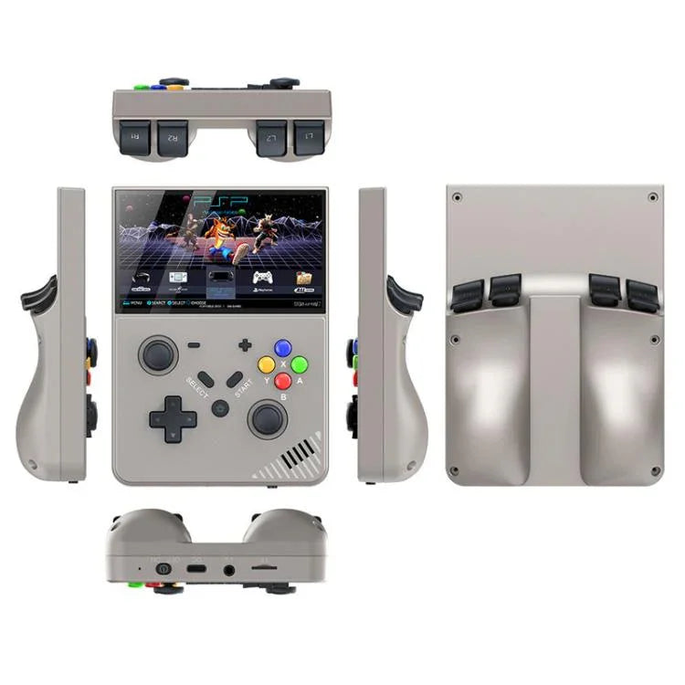 Console de jeu portable R43 Pro, écran 4K HD de 4,3 pouces, disponible en noir translucide 64 Go, gris 64 Go, noir translucide 128 Go et gris 128 Go.
