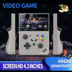 Console de jeu portable R43 Pro, écran 4K HD de 4,3 pouces, disponible en noir translucide 64 Go, gris 64 Go, noir translucide 128 Go et gris 128 Go.