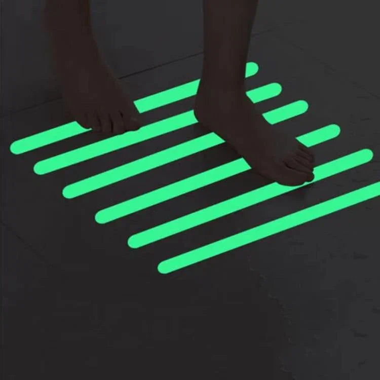 12 pcs / paquet Autocollants antidérapants phosphorescents en PEVA pour salle de bain, escaliers, sol, bande 2x20cm, bande 2x38cm, forme S 1.3x18cm, rond 8cm, rond 10cm, fleur 8cm, fleur 10cm, coquillage