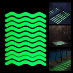 12 pcs / paquet Autocollants antidérapants phosphorescents en PEVA pour salle de bain, escaliers, sol, bande 2x20cm, bande 2x38cm, forme S 1.3x18cm, rond 8cm, rond 10cm, fleur 8cm, fleur 10cm, coquillage