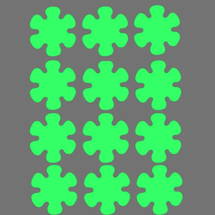 12 pcs / paquet Autocollants antidérapants phosphorescents en PEVA pour salle de bain, escaliers, sol, bande 2x20cm, bande 2x38cm, forme S 1.3x18cm, rond 8cm, rond 10cm, fleur 8cm, fleur 10cm, coquillage