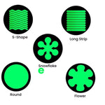 12 pcs / paquet Autocollants antidérapants phosphorescents en PEVA pour salle de bain, escaliers, sol, bande 2x20cm, bande 2x38cm, forme S 1.3x18cm, rond 8cm, rond 10cm, fleur 8cm, fleur 10cm, coquillage
