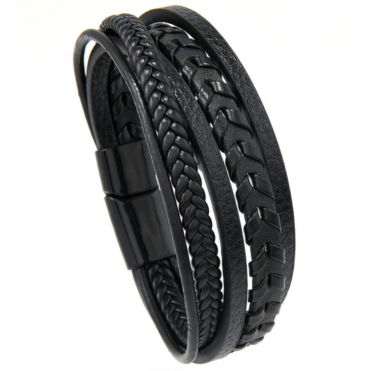 Bracelet en cuir tressé, fait main, minimaliste et élégant pour homme avec fermoir magnétique