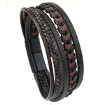 Bracelet en cuir tressé, fait main, minimaliste et élégant pour homme avec fermoir magnétique