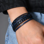 Bracelet en cuir tressé, fait main, minimaliste et élégant pour homme avec fermoir magnétique