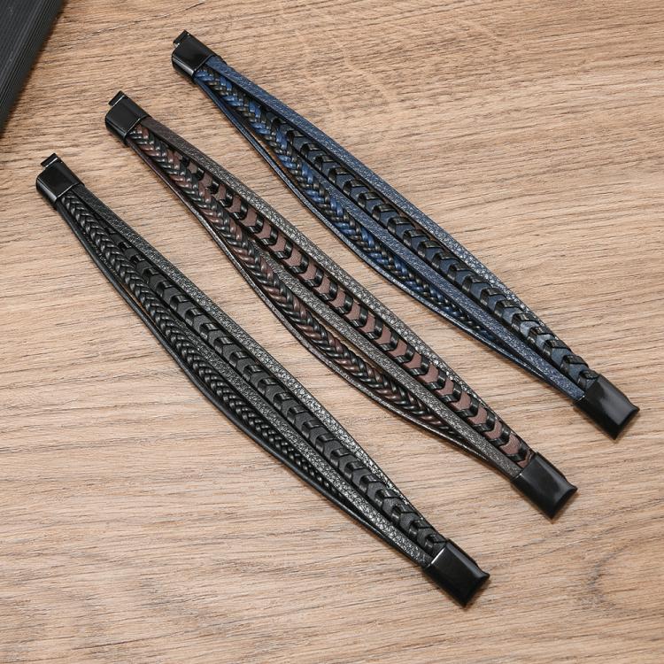 Bracelet en cuir tressé, fait main, minimaliste et élégant pour homme avec fermoir magnétique