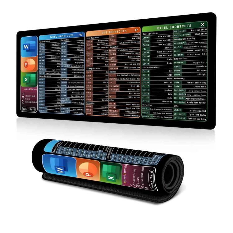 Tapis de bureau raccourcis clavier Tapis de souris antidérapant pour bureau de bureau avec commandes informatiques, 300x600x2mm, 300x600x3mm, 300x700x2mm, 300x700x3mm, 300x800x2mm, 300x800x3mm, 400x800x2mm, 400x800x3mm, 400x900x2mm, 400x900x3mm