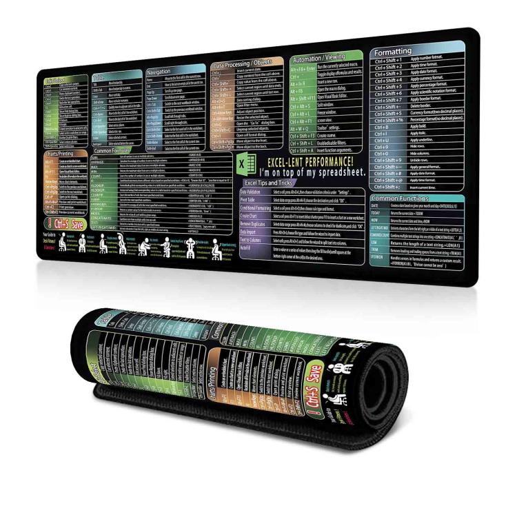 Tapis de bureau raccourcis clavier Tapis de souris antidérapant pour bureau de bureau avec commandes informatiques, 300x600x2mm, 300x600x3mm, 300x700x2mm, 300x700x3mm, 300x800x2mm, 300x800x3mm, 400x800x2mm, 400x800x3mm, 400x900x2mm, 400x900x3mm