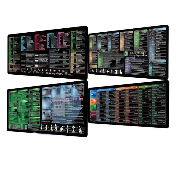 Tapis de bureau avec raccourcis clavier Tapis de souris antidérapant pour bureau de bureau avec commandes informatiques, 300x600x2mm, 300x600x3mm, 300x700x2mm, 300x700x3mm, 300x800x2mm, 300x800x3mm, 400x800x2mm, 400x800x3mm, 400x900x2mm