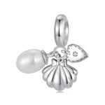 Bracelet trois-en-un en argent sterling S925, perles et pendentif coquillage