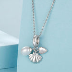 Bracelet trois-en-un en argent sterling S925, perles et pendentif coquillage