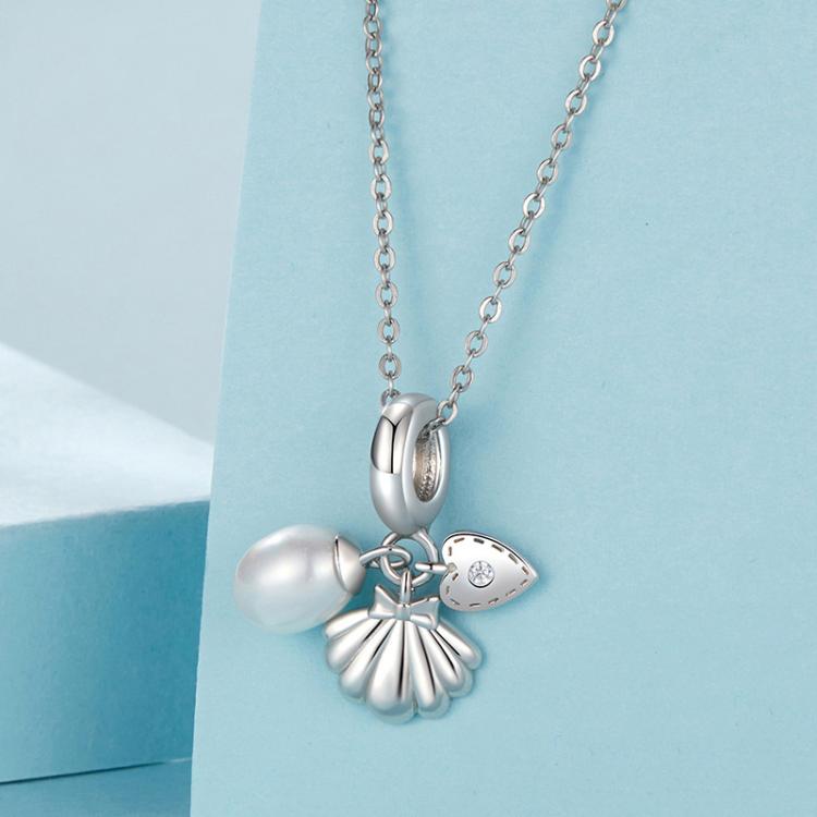 Bracelet trois-en-un en argent sterling S925, perles et pendentif coquillage