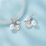 Bracelet trois-en-un en argent sterling S925, perles et pendentif coquillage