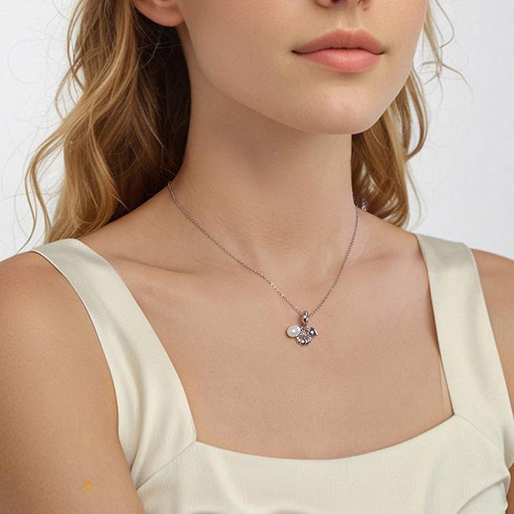 Bracelet trois-en-un en argent sterling S925, perles et pendentif coquillage
