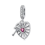Perles de bracelet pendentif creux en forme de cœur avec croix en argent sterling S925