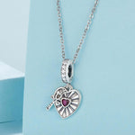 Perles de bracelet pendentif creux en forme de cœur avec croix en argent sterling S925
