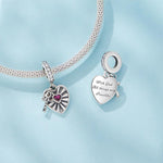 Perles de bracelet pendentif creux en forme de cœur avec croix en argent sterling S925