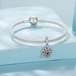 Perles de bracelet pendentif creux en forme de cœur avec croix en argent sterling S925