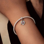 Perles de bracelet pendentif creux en forme de cœur avec croix en argent sterling S925