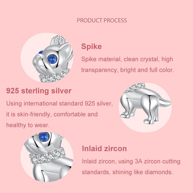 Perles de bracelet pendentif en argent sterling S925 motif bouledogue français mignon