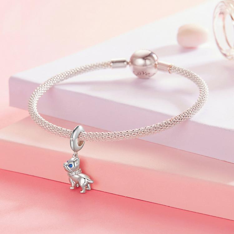Perles de bracelet pendentif en argent sterling S925 motif bouledogue français mignon