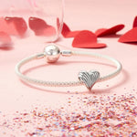 Perles de bracelet en argent sterling S925 oxydé en forme de cœur