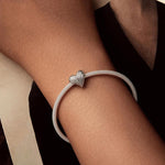 Perles de bracelet en argent sterling S925 oxydé en forme de cœur