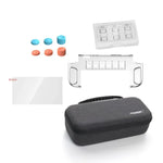 Kit de protection antichoc DOBE TNS-5112 pour Switch 2 : sacoche de rangement, étui en cristal, film de protection en verre trempé et capuchons de protection.
