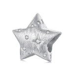 Perles en argent sterling S925 plaqué platine en forme d'étoile à cinq branches
