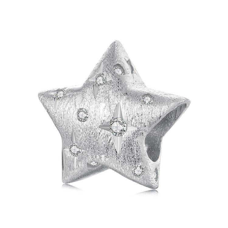 Perles en argent sterling S925 plaqué platine en forme d'étoile à cinq branches