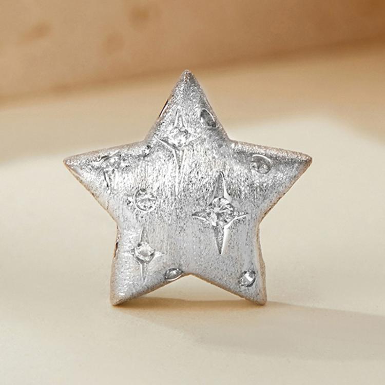 Perles en argent sterling S925 plaqué platine en forme d'étoile à cinq branches