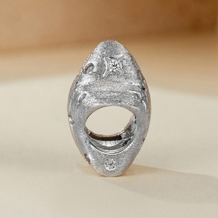 Perles en argent sterling S925 plaqué platine en forme d'étoile à cinq branches