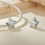 Perles en argent sterling S925 plaqué platine en forme d'étoile à cinq branches