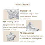 Perles en argent sterling S925 plaqué platine en forme d'étoile à cinq branches