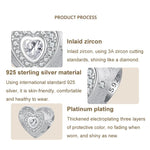 S925 Sterling Silver Platinum-Plated Shining Heart Beads